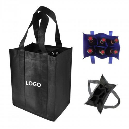 Non-Woven 6-Bottle Wine Tote Bag w/ Dividers