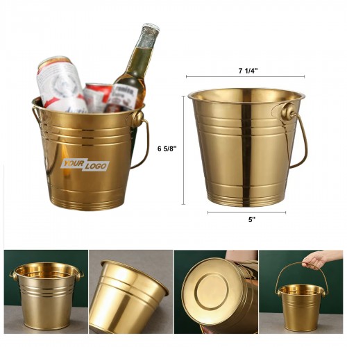 Stainless Steel Beer Ice Bucket with Handle