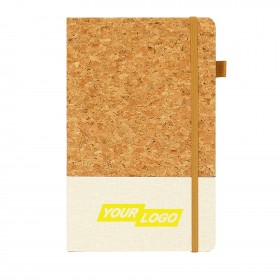 Cork Style PU Patchwork Elastic Notebook