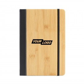Bamboo PU Hardcover Notebook With Elastic Strap