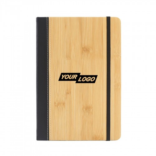 Bamboo PU Hardcover Notebook With Elastic Strap Bamboo PU Hardcover Notebook With Elastic Strap