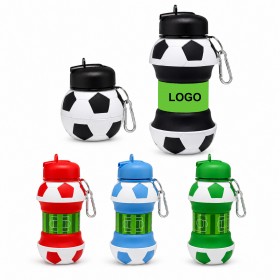 18oz Silicone Collapsible Soccer Ball Water Bottle