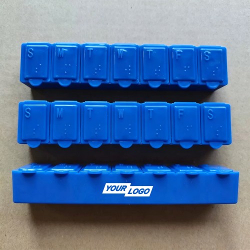 7-Day Weekly Pill Organizer With Braille Markings 7-Day Weekly Pill Organizer With Braille Markings